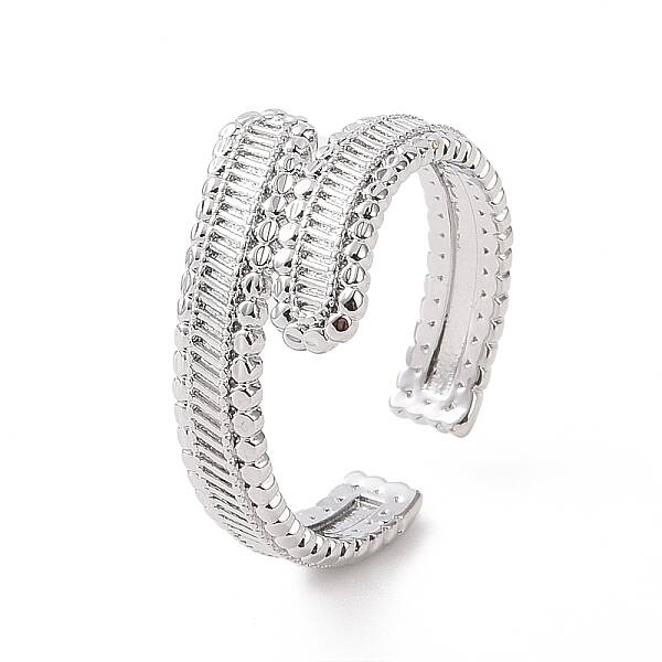 Brass Hollow Out Rectangle Open Cuff Ring for Women