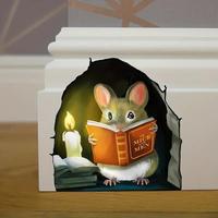3D Mouse Reading Book Pattern Wall Sticker, Creative Removable Wall Decor, Decorative Sticker For Home Bedroom Living Room, W...