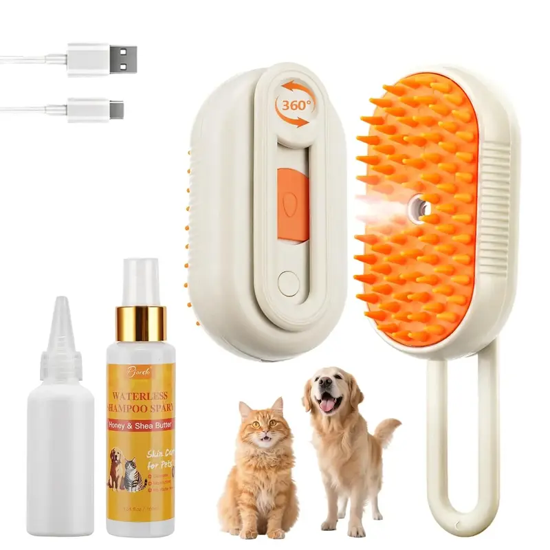 Pet Steam Brush,Cat & Dog Hair Remover, Adjustable Pet Hair Remover,Pet Steamy Mist,Steam Pet Brush for Pet Hair 4-IN-1 Steam...