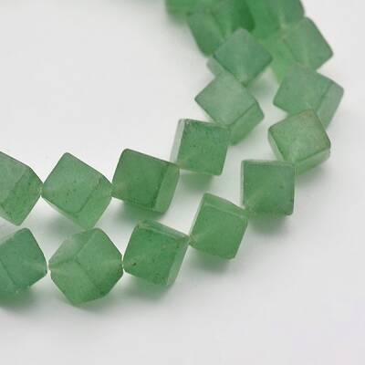 Cube Natural Green Aventurine Beads Strands