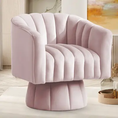 KORSER 360° Swivel Accent Chair with Wide Upholstered Velvet Fabric, for Living Room, Lounge, Bedroom