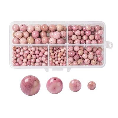 340Pcs 4 Sizes Natural Rhodonite Beads