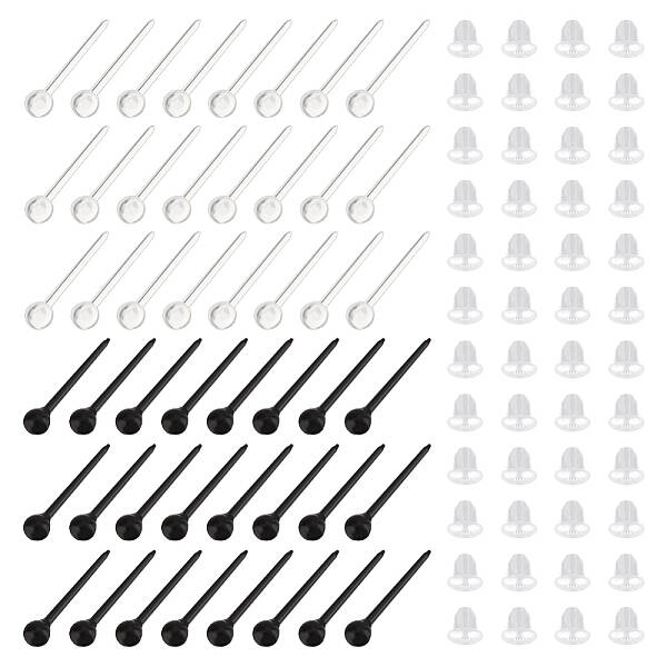 600Pcs 2 Color Plastic Tiny Ball Stud Earrings