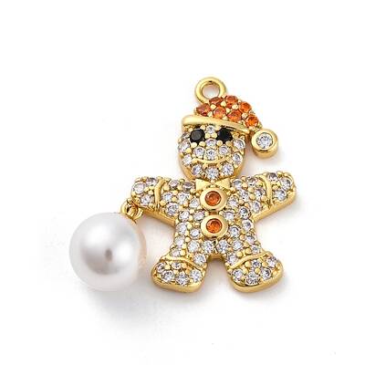 Santa Claus Brass Micro Pave Cubic Zirconia Pendants