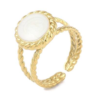 Ion Plating(IP) 304 Stainless Steel Enamel Oval Cuff Finger Rings