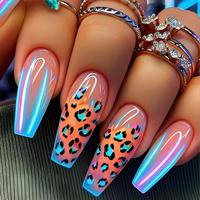 Leopard Print Fake Nails, 24pcs/box Long Ballerina False Nails for Women & Girls DIY Nail Art, Effortless Press on Nails Mani...