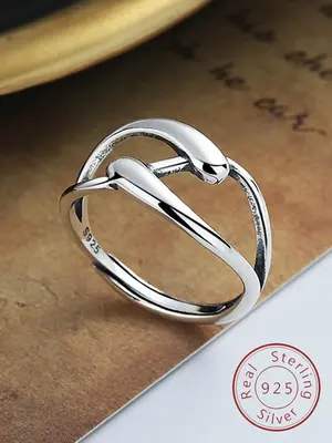 S925 Sterling Silver Fashionable Infinity Symbol Design Ring, Fashion Jewelry for Party, Daily Clothing Decor, Trendy All-mat...