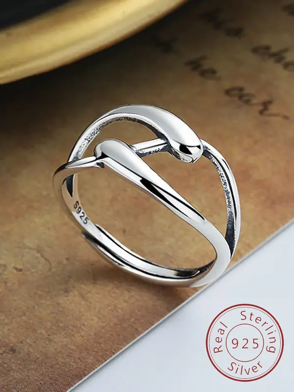 S925 Sterling Silver Fashionable Infinity Symbol Design Ring, Fashion Jewelry for Party, Daily Clothing Decor, Trendy All-mat...