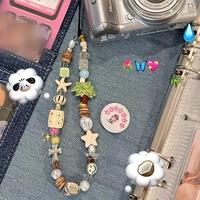 Coconut & Starfish Design Beaded Phone Chain, Durable Camera Lanyard, Drop Protective Phone Strap for Women & Girls, Phone Sl...