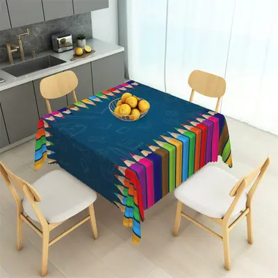 Colored Pencil Deep Lines Blue Square Tablecloth - Aperturee
