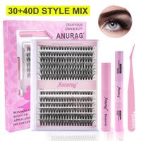Natural Eyelash Extension Kit 240Pcs Eyelash String Kit Slim Eyelash Extensions9-17mm Individual Eyelash Extensions with Bond...