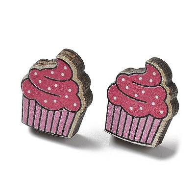 Printing Wood Stud Earrings for Women