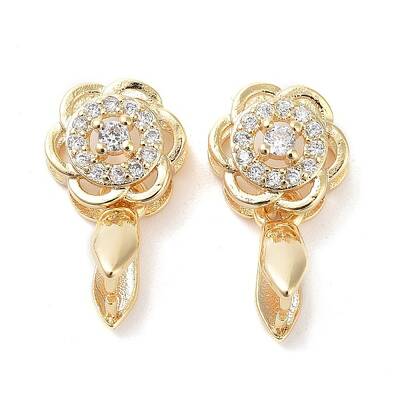 Brass Micro Pave Cubic Zirconia Ice Pick Pinch Bails