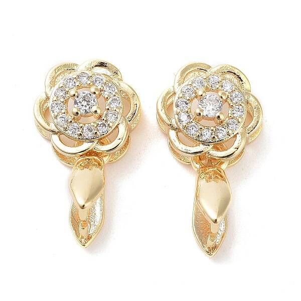 Brass Micro Pave Cubic Zirconia Ice Pick Pinch Bails
