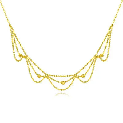 18K Gold Bead Metal Choker Necklace