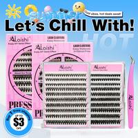 Ailaisi Water Proof Glue-Free Eyelash 30D/40D D Cu Fluffy rvature Eyelash Set, 200 thick eyelash extension set, daily makeup ...