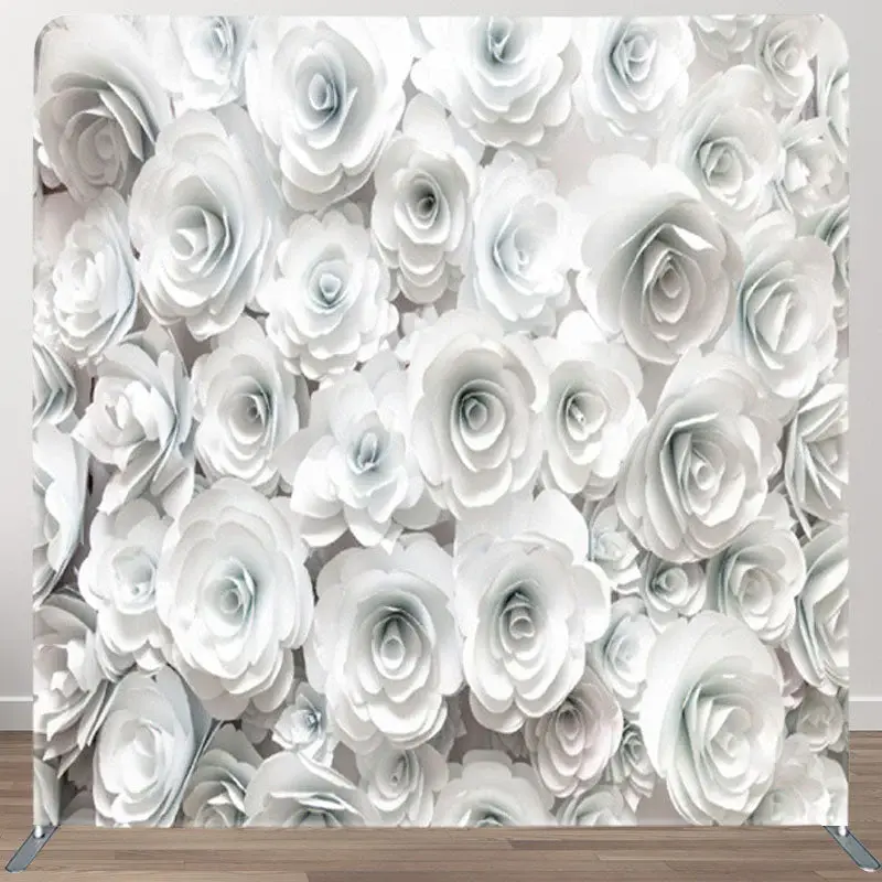 Aperturee White Paper Floral Backdrop Cover For Party Decor - Aperturee