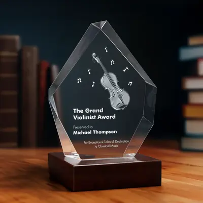 3D Memory Crystal™ - Tabletop - Hexagon - Awards & Trophies-Standard / Small