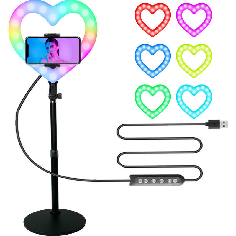 Tripod Mobile 10In Heart-shape RGB Ring Light Stand