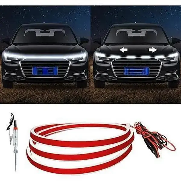Exterior Car Hood Light Strip,12V DRL Led Strip, Updated Flexible DRL Led Strip Waterproof Hood Glow Lights 59 Inches with St...