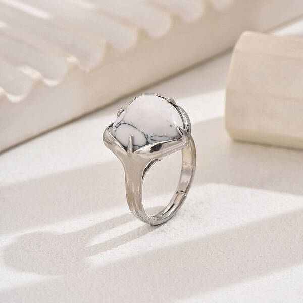 Heart-shaped Natural Howlite Women's Ring