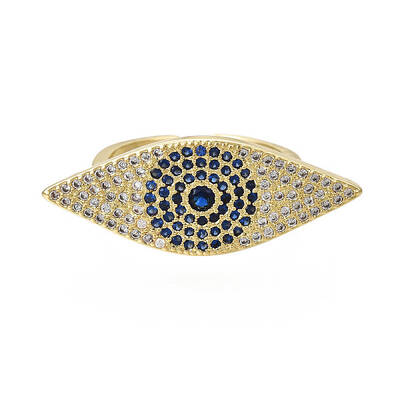 Cubic Zirconia Horse Eye Open Cuff Ring