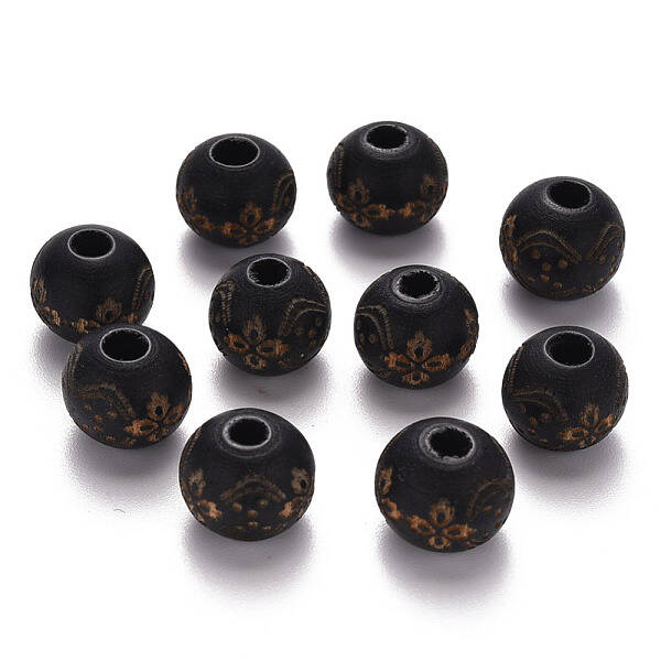 Painted Natural Wood Beads