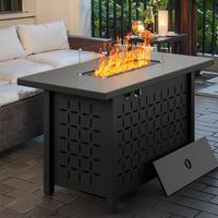 Walsunny 43in Propane Fire Pit 50,000 BTU Fire Table Square Gas Fire Pit with Lava Rocks Waterproof Cover and Lid for Outside...