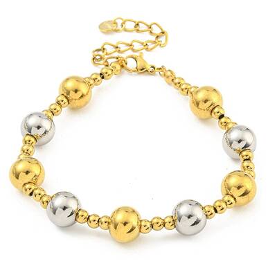 304 Stainless Steel & 201 Stainless Steel Round Beaded Bracelets for Women