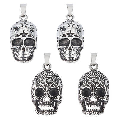 4Pcs 2 Styles Stainless Steel Pendants