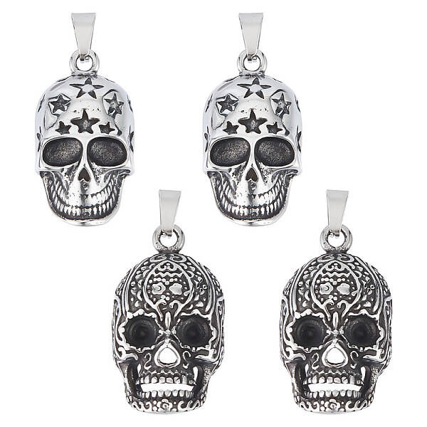 4Pcs 2 Styles Stainless Steel Pendants
