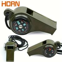 3 in 1 Emergency Survival Whistle with Lanyard, 1 Count Portable High Frequency Whistle with Compass & Thermometer, Outdoor T...