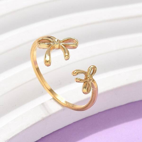 304 Stainless Steel Bowknot Cuff Rings