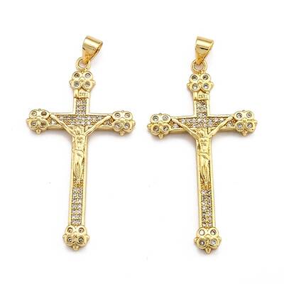 Brass Micro Pave Clear Cubic Zirconia Pendants