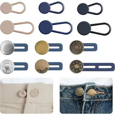 No-sew Instant Waistband Extender, 12pcs/set Adjustable Button Expander, Button Extender for Pants Buttons, Sewing Accessorie...