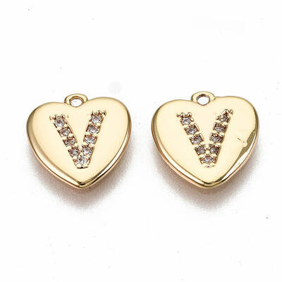 Brass Micro Pave Clear Cubic Zirconia Charms