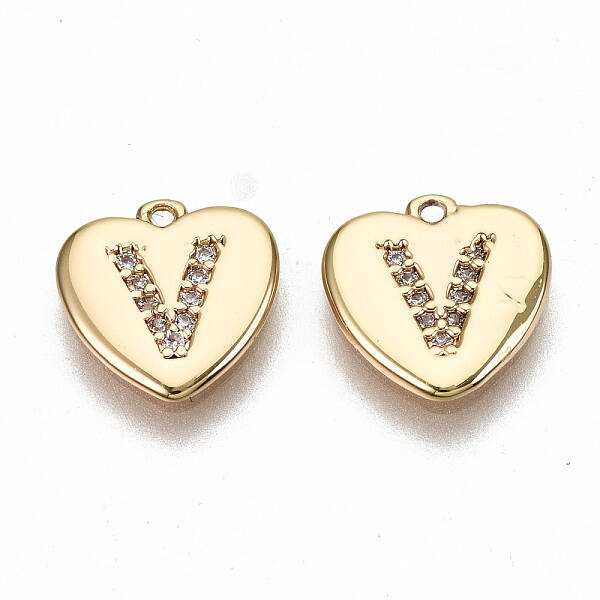 Brass Micro Pave Clear Cubic Zirconia Charms