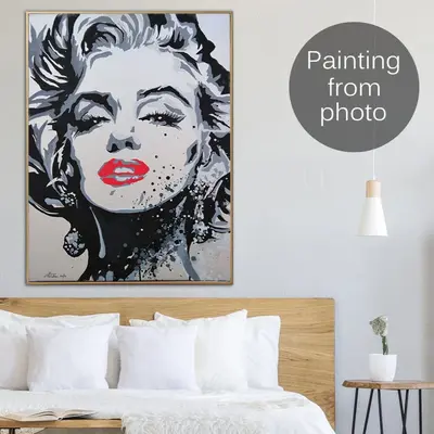 Abstract Figurative Paintings From Photo Custom Black And White Painting Original Woman Portrait On Canvas Wall Decor | PAINT...