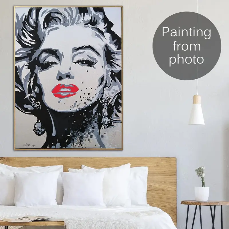 Abstract Figurative Paintings From Photo Custom Black And White Painting Original Woman Portrait On Canvas Wall Decor | PAINT...