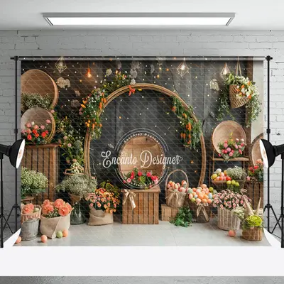 Black Vintage Wall Floral Easter Photo Backdrop - Aperturee