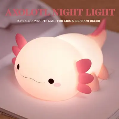 【Pookie】Axolotl Gifts, Cute Axolotl Night Light for Kids, Animal Silicone Nursery Night Lamp, Cute Room Decor Night Light...