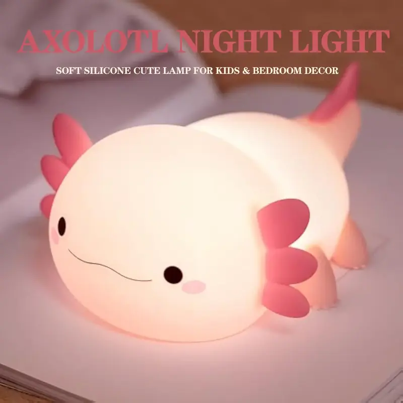 【Pookie】Axolotl Gifts, Cute Axolotl Night Light for Kids, Animal Silicone Nursery Night Lamp, Cute Room Decor Night Light...