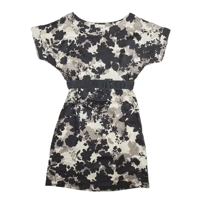 MASSIMO DUTTI Y2K Mini Dress Black Crazy Pattern Satin Short Sleeve Short Womens UK 10