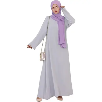 Color Women Abaya Modest Muslim Prayer Robe Long Sleeve Dubai Dress Islamic Lightweight Dress