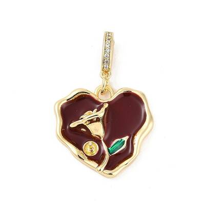 Brass Enamel Micro Pave Cubic Zirconia Pendants