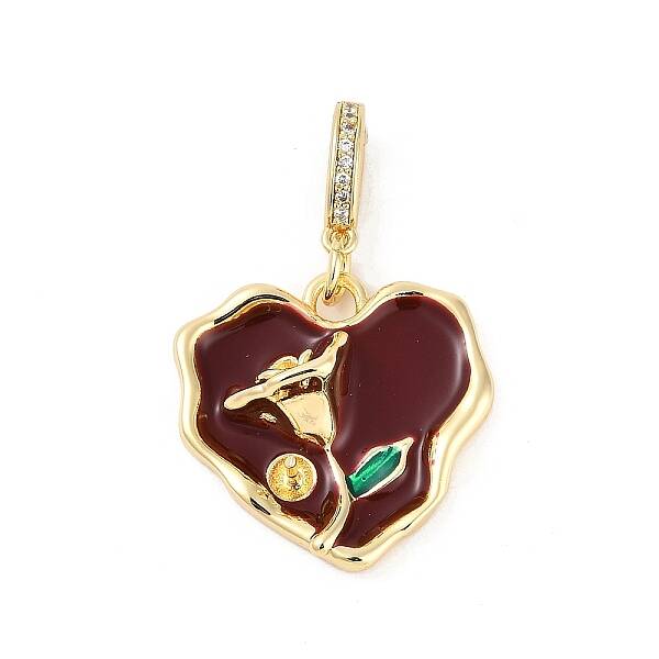 Brass Enamel Micro Pave Cubic Zirconia Pendants