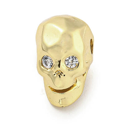 Brass Micro Pave Clear Cubic Zirconia Beads