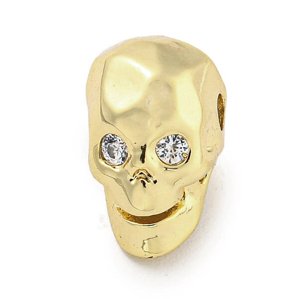 Brass Micro Pave Clear Cubic Zirconia Beads