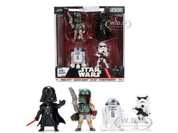 Set of 4 Diecast Figures Star Wars Movie Franchise Metalfigs Series Diecast Models by Jada