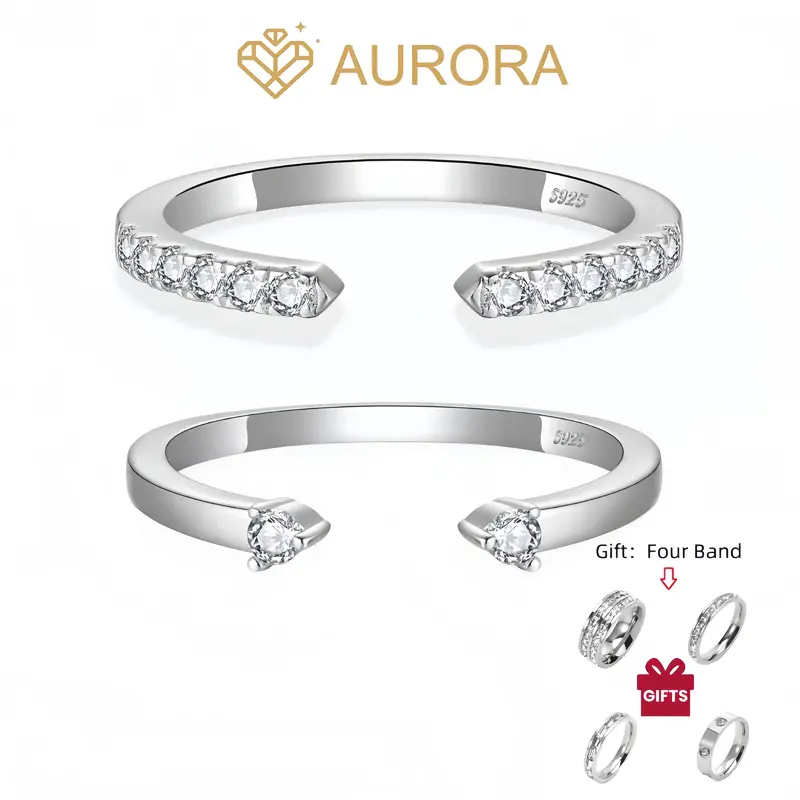 【#98 combo band 】Moissanite Stackable band ring enhancer rings with 925 Sterling Silver Daily Anniversary wedding  ring b...